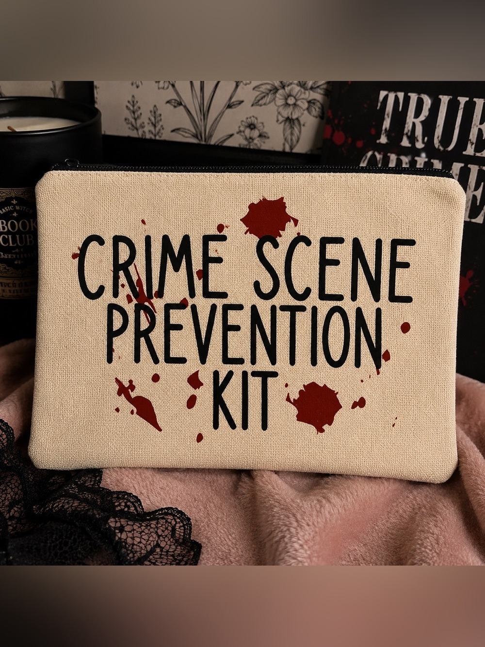 Crime Scene Prevention Kit Funny Canvas Makeup Zipper Pouch